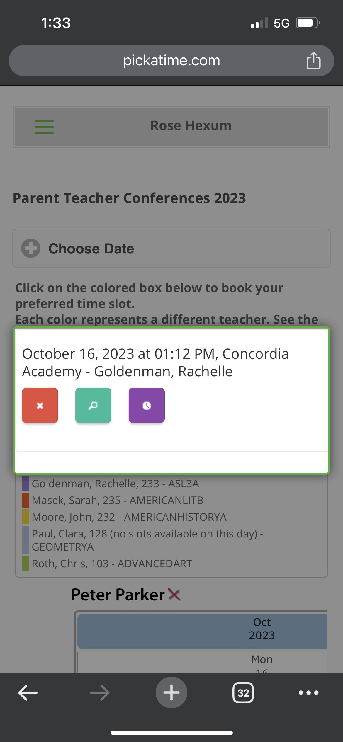 Reschedule Screen on Mobile Device